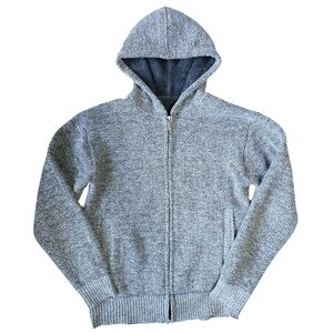Temu Fleece Lined Blue Grey Knit Zip-Up Hoodie
